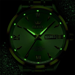 Olevs 9956 Đồng Hồ Cơ Khí Chống Thấm Nước Mới Hoàn toàn Tự Động Đồng Hồ Thép Không Gỉ Kinh Doanh Đơn Giản Đôi Lịch Mens Cổ Tay - Product Image 4