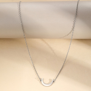 Cadena de Clavícula Simple de Acero Inoxidable para Mujer, Collares de <span class=keywords><strong>Luna</strong></span> de Lujo Ligero, Accesorios de Joyería Diaria - Product Image 5
