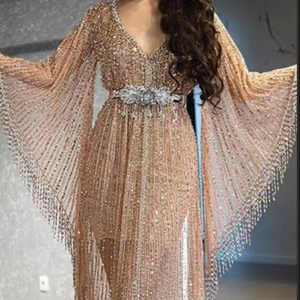 Robe Lehenga Choli indienne élégante ATIYA LIBAS, longueur au sol, avec perles de verre, travail de séquence de pierres pour mariage/fête, matière acétate - Product Image 4