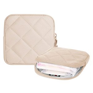 Sac de rangement mignon en cuir PU pour tampons, mini trousse de maquillage portable, étui de voyage pour rouge à lèvres et clés, pochette zippée pour serviettes hygiéniques pour filles - Product Image 1
