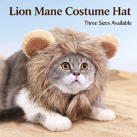 Chapeau de costume Crinière de lion pour chiens et chats, réglable, en polyester écologique, couleur unie, accessoire pour animaux de compagnie pour Halloween, automne et hiver
