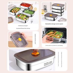 304 不锈钢食品储存容器，带盖，密封真空，用于食物准备和剩菜储存，可冷冻 - Product Image 4