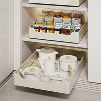 Support de rangement moderne sans perçage pour la cuisine dans les armoires Organisateur de tiroir à glissière Épice durable Maison 3 côtés 3 ans