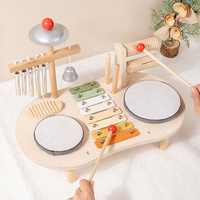 Wooden Drum Set for Toddlers, Montessori Musical Instruments Activity Table, Early Educational Percussion Toys, Birthday Gift