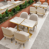 Ensemble de mobilier de luxe pour cafétéria, tables et chaises de cantine en métal doré de qualité commerciale pour restaurant, café de plage
