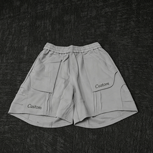 Shorts cargo streetwear personnalisés pour hommes, shorts à cordon de serrage, pantalons de jogging avec logo brodé, shorts en coton - Product Image 1