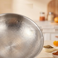 Wok en titane, acier inoxydable martelé motif écaille de poisson, poêle à frire antiadhésive non revêtue 3 couches, pour cuisson domestique, vente en gros