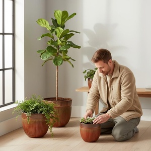 Grand <span class=keywords><strong>pot</strong></span> de sol en céramique avec finition émaillée, durable et écologique, design classique moderne pour jardin et usage domestique, <span class=keywords><strong>grande</strong></span> capacité - Product Image 1