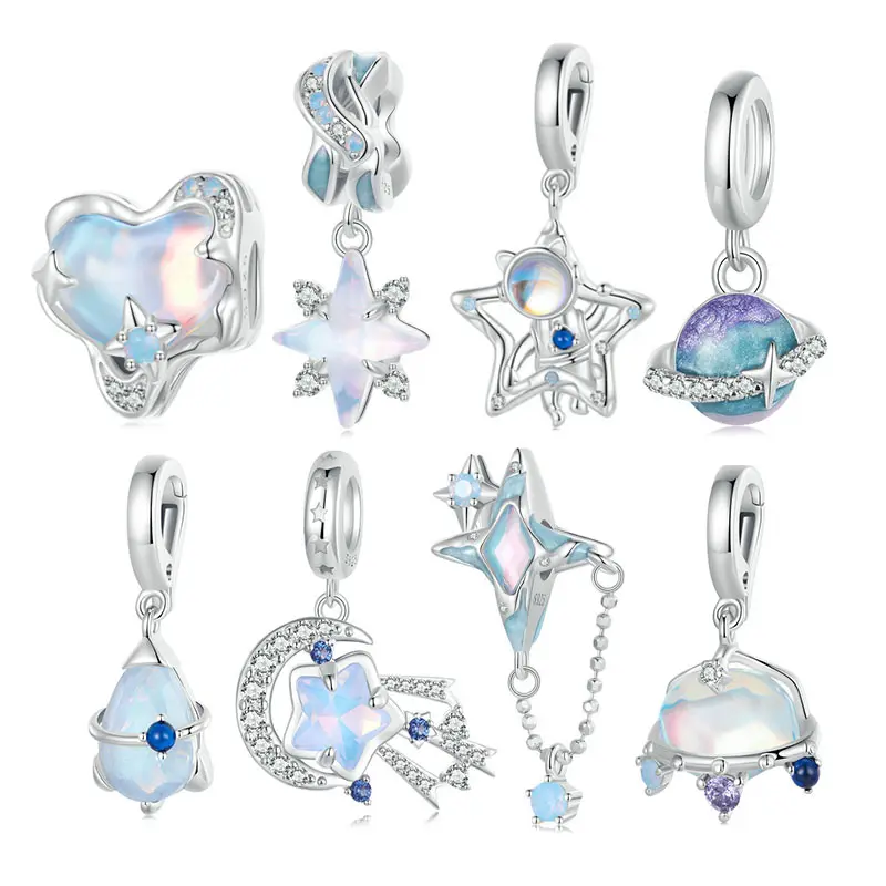 Dreamy interstellar aerospace collection women opal crystal pendant 925 silver diy bracelet charms