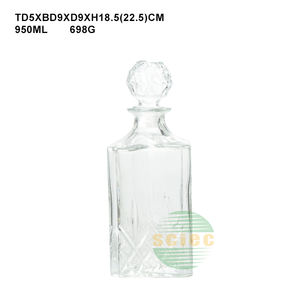 Botellas de copa de vino de whisky vacías con tapa de vidrio sellada Decantador de globo de whisky Brandy - Product Image 5