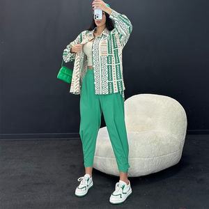 Ensemble décontracté Chemise à manches longues et pantalon Halen en coton et lin à nouer à la mode pour femmes Ensemble deux pièces - Product Image 6