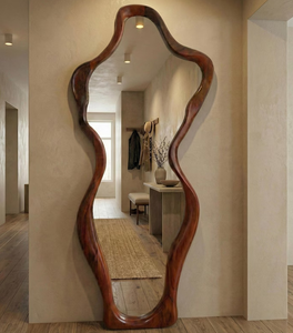Nuevo <span class=keywords><strong>Espejo</strong></span> de <span class=keywords><strong>Cuerpo</strong></span> Entero Personalizado, de Madera Blanca, Estilo Minimalista de Mediados de Siglo, <span class=keywords><strong>Decorativo</strong></span>, Ondulado, Irregular, Vertical, Grande - Product Image 6