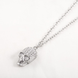 Collier pendentif crâne en acier inoxydable, design squelette géométrique, style punk rock hip hop unisexe, bijoux tendance - Product Image 3