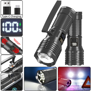 ยุนมัยไฟฉายแบบชาร์จไฟได้ 60W XHP360 30LED จอแสดงผลดิจิตอลซูมได้ไฟฉายยุทธวิธีกันน้ำ - Product Image 1