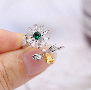 <span class=keywords><strong>Bague</strong></span> d'abeille en Zircon pour filles, anneau rotatif pour enfants, succion marguerite, amusant, pour l'anxiété - Product Image 6