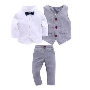 BSL89 Ensemble 3 pièces pour bébé garçon, tenue <span class=keywords><strong>de</strong></span> baptême, fête formelle, cadeau, manches longues, automne - Product Image 1