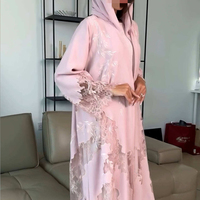 Robe Abaya Musulmane de Luxe Personnalisée avec Bordure en Dentelle Florale Brodé, Vêtement Islamique pour Femme, Robe Longue Modeste de Dubaï, Vente en Gros