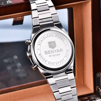 Montre-bracelet pour homme Benyar BY-5214, marque haut de gamme, bracelet en acier inoxydable, quartz, multifonction, date automatique, mode business, montres lumineuses