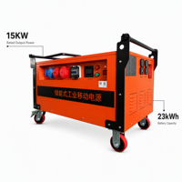 Station d'alimentation mobile 15 kW 23 kWh, haute capacité, stockage d'énergie industriel, alimentation robuste pour chantier de construction et situations d'urgence