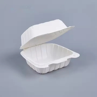 Boîte alimentaire réutilisable en plastique écologique, compatible micro-ondes et lave-vaisselle, 6 compartiments, couvercle à charnière MFPP, boîte à hamburger, compatible congélateur