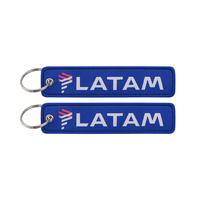 Llavero de Tela de Diseño Personalizado con Hebilla de Aerolínea y Etiqueta de Vuelo Tejida Bordada para Piloto