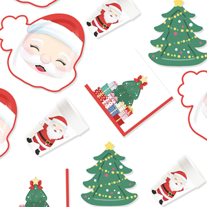 DAMAI Newly Special-shaped Christmas Tree and Santa Claus Themed Paper Plates Cups and Napkins for Christmas Party Supply - Product Image 2