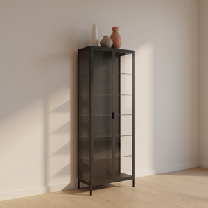 Moderno Armadio Espositore in Metallo con Porte in Vetro di Grande Capacità per Soggiorno e Ufficio Domestico - Product Image 4