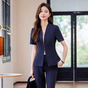 Women's Short Sleeve Blazer Lightweight Summer Breathable <b>Work</b> Suit Formal Wear - Product Image 1