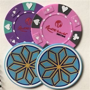 Custom Coaster Printed Logo Promotional 3D Pattern Round Silicone coaster for Drink Cup Mat Set Soft PVC Rubber Coaster Bar Beer