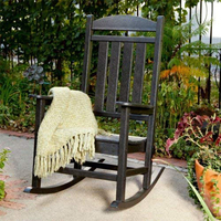 DU'S – chaise à bascule noire de jardin, mobilier d'extérieur, chaise de cour en bois, fauteuil décontracté