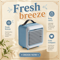 Ventilateur de bureau USB portable avec minuterie à vitesse réglable et lumière en plastique pour la maison et l'hôtel
