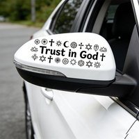 Venta al por mayor directa de fábrica (Confía en Dios) Calcomanías adhesivas impermeables con símbolos religiosos de colores para espejo retrovisor de coche, a granel