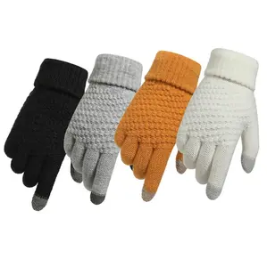 冬季男女手套寒冷天气保暖触摸屏手套男女通用防滑抓地力弹性袖口针织弹力