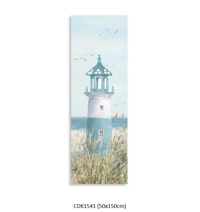 Artree Coastal Series blue house Canvas hand Painting for home decoration