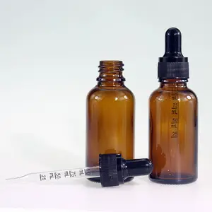 Amber Round Glass Bottle With Glass Dropper Graduated Pipette 5ml 10ml 15ml 20ml 30ml 50ml 100ml