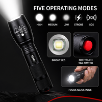 Lampe de poche LED zoomable rechargeable 18650 haute puissance 350 lumens IP65 résistante à l'eau pour le camping, la chasse et les situations d'urgence