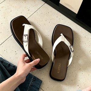 XIXITIAO Sandalias de Playa para Mujer, de Lujo, con Suela Gruesa, Punta Cuadrada, Chanclas de Verano, con Tacón de Cuña, Casuales, para Vacaciones - Product Image 3