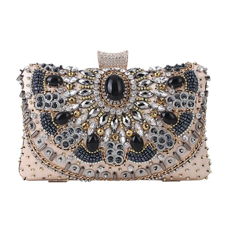 Fashion European And American Beaded Evening Clutch Bag Elegant And Charming Make-up Dinner Ladies Party Bride Embroidered Bag