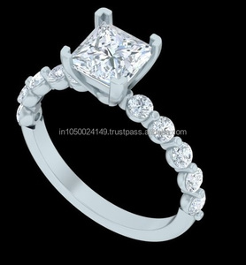 New Trendy Custom Women's Vintage Sterling Silver Gold Plated Lab Grown Diamond Accent Solitaire Ring Fashion Engagement Wedding - Product Image 2