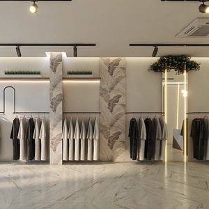 Luxury Clothing Store Interior Design Custom Boutique Display Rack Wooden Clothes Display Counter Retail Furniture - Product Image 1
