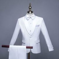 Ensemble Costume Habillé Blanc de Haute Qualité pour Enfants, Garçons, pour Spectacle de Piano, Hôte, Fête, Mariage – Costume de Smoking pour Enfants avec Gaine, Tenue 5 Pièces