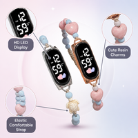 Montre numérique LED tendance pour enfants, bracelet en résine mignon avec breloques cœur et tortue, montre électronique pour filles, cadeau d'anniversaire