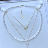 Collier en perles d'eau douce du lac Shanxia de Zhuji, parfaitement blanches, ensemble deux pièces, 4-4,5+8-9mm, qualité irréprochable, S925, classique et léger