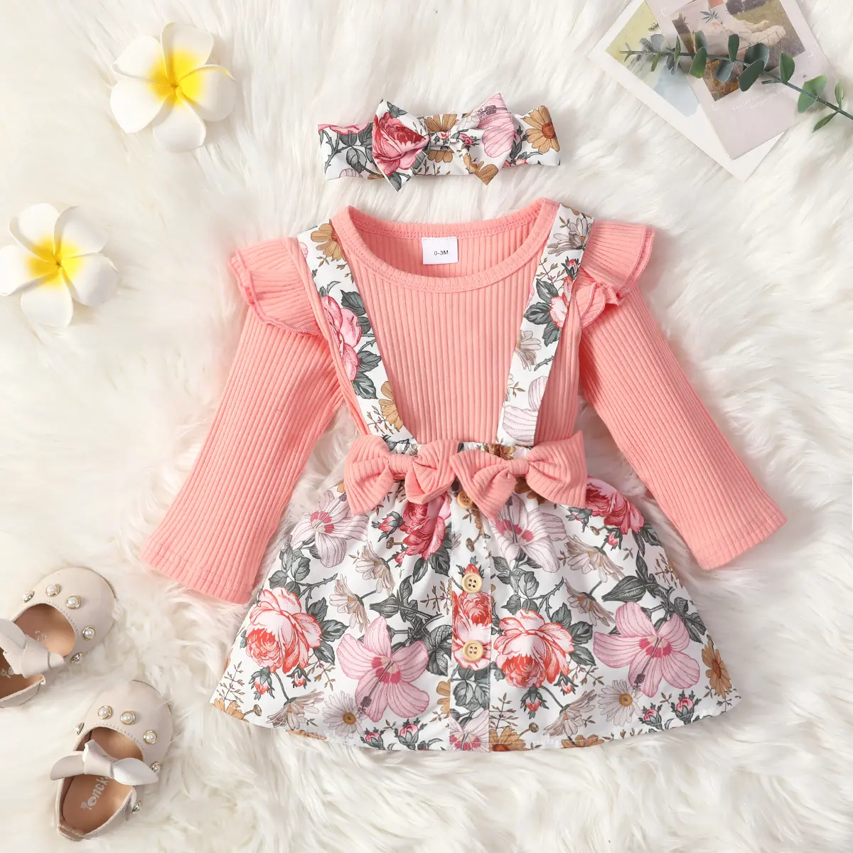 Kleinkind Kleinkind Baby Mädchen Kleidung Rüschen Langarm Top Hosenträger Set für Baby Girl