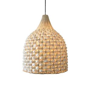 Rattan Woven Pendant <b>Light</b> 300x400mm Natural Color LED Single Head Chandelier For Living Room <b>Dining</b> Bar Counter - Product Image 1