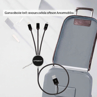 Kabel Pengisi Daya Multi 6-in-1 USB C/A dengan Logo Bercahaya untuk Ponsel Universal, Pengisian Cepat 3A, 100% Tembaga Murni, Kabel Data dengan Jalinan Nilon