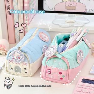 Estuche de tela superventas Xiaohongshu, diseño de casa de estilo fresco y lindo, caja de papelería de gran capacidad, bolsa de almacenamiento de nicho para - Product Image 3