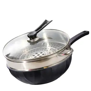 Ceramic Coating Cookware with Lid and Steamer Set Cast Aluminum Wok