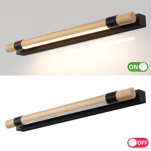 Applique murale LED moderne en bois et métal, étanche IP44, intensité variable, pour salle de bain, miroir, chambre à coucher, hôtel, éclairage de chevet - Product Image 2