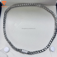 Chaîne en corde, bijoux fins, argent sterling 925, 6 mm, sertie de moissanite VVS, collier hip hop, chaîne franco avec fermoir en diamants
